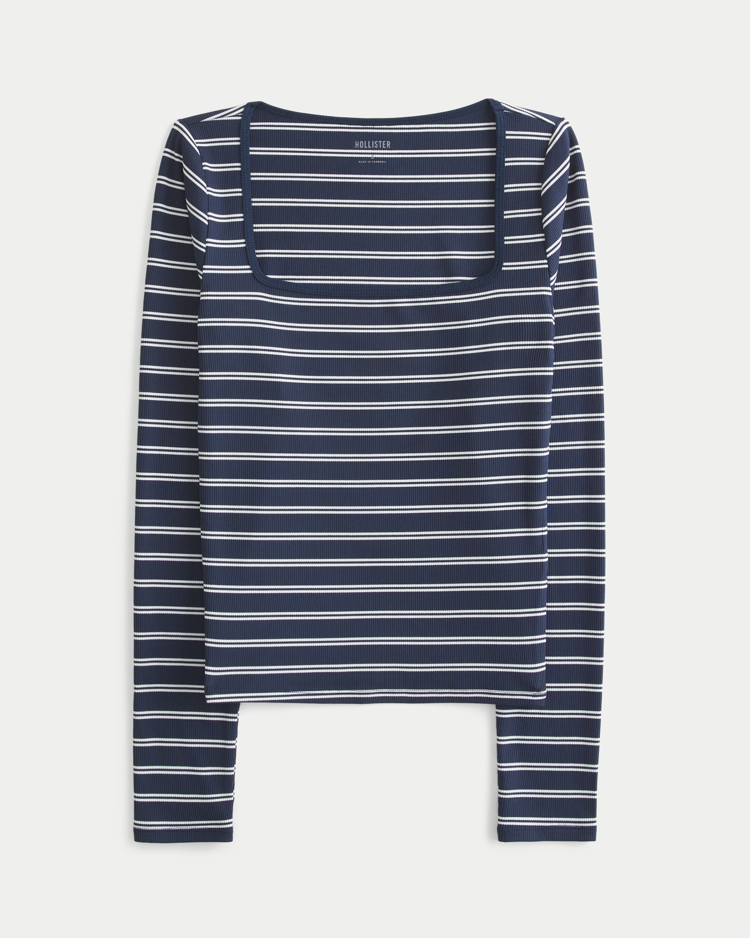 Ribbed Seamless Fabric Square-Neck Top
