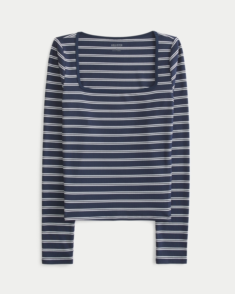 Ribbed Seamless Fabric Square-Neck Top