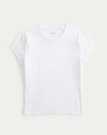 Women's Soft Stretch Seamless Fabric Longline Baby Tee | Women's Tops | HollisterCo.com