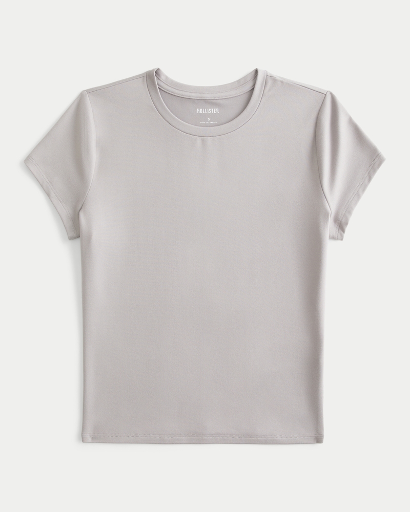 Women's Soft Stretch Seamless Fabric Longline Baby Tee Women's