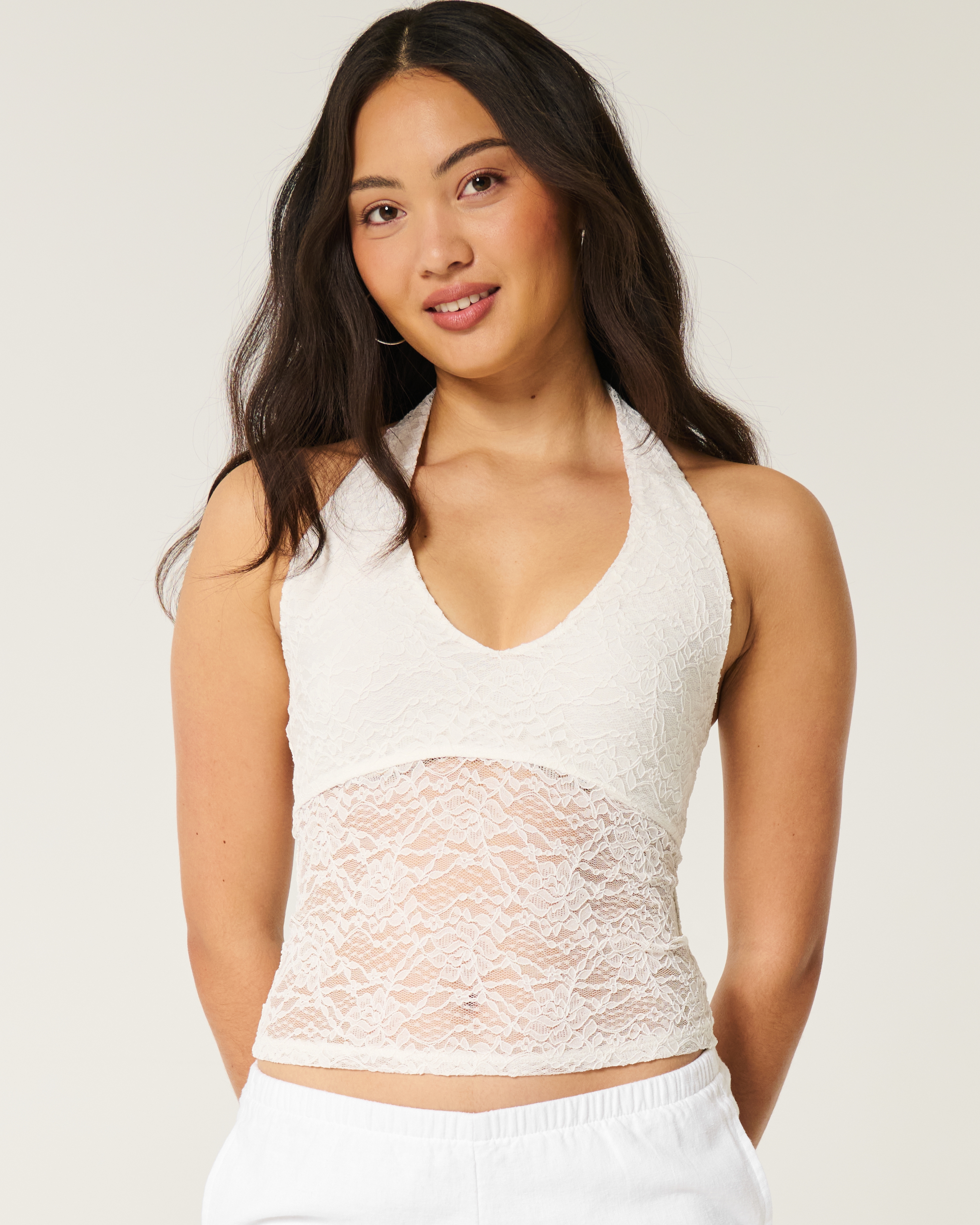 hollister white halter top