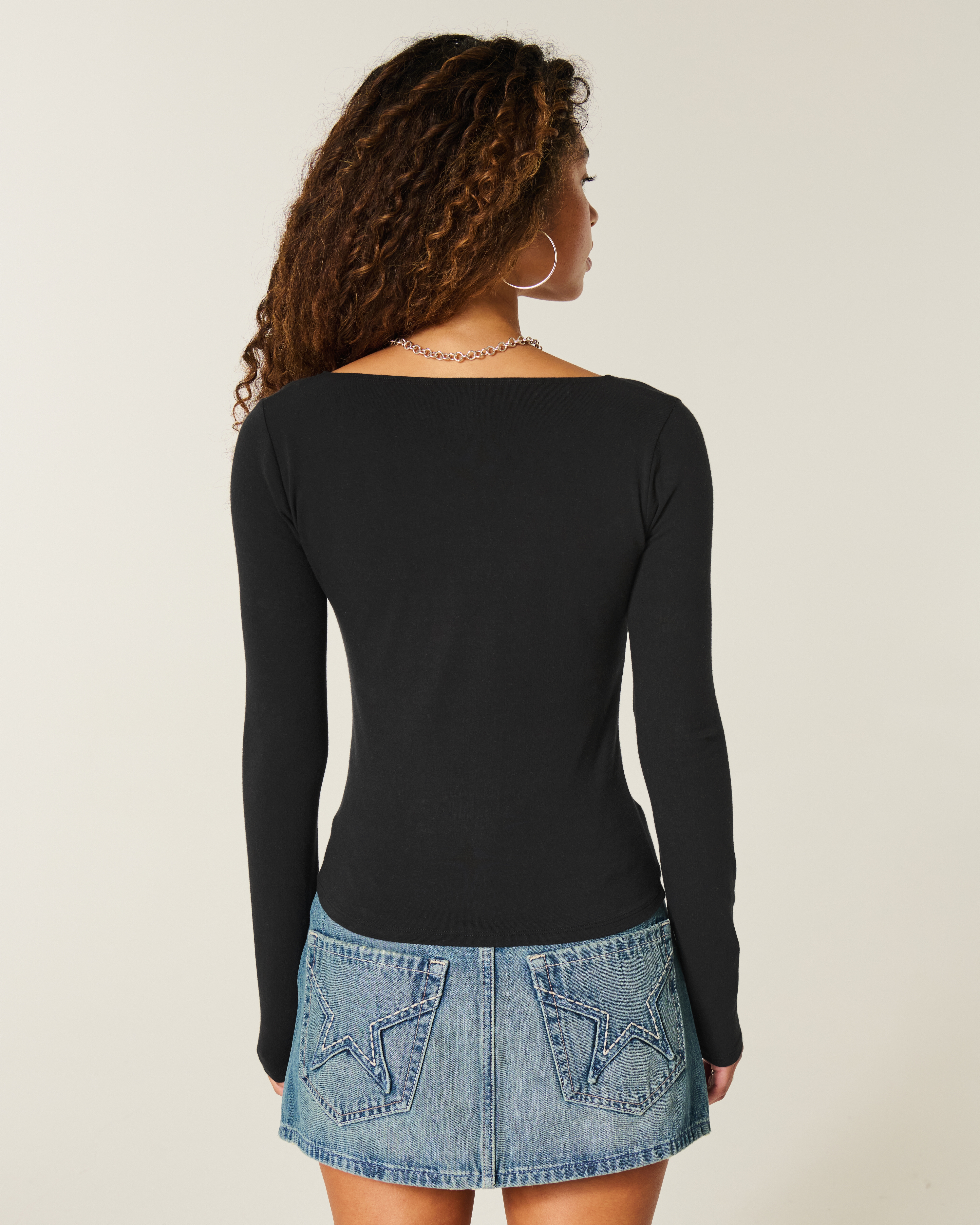 Long-Sleeve Wrap V-Neck Top