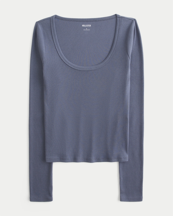 Long-Sleeve Scoop Top