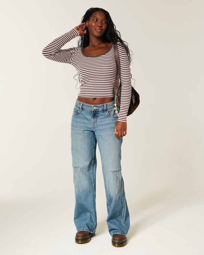 Long-Sleeve Scoop Top