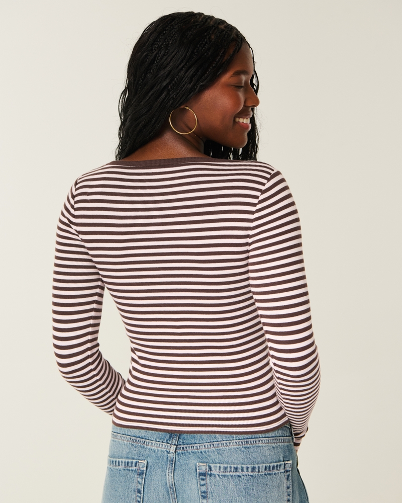 Long-Sleeve Scoop Top