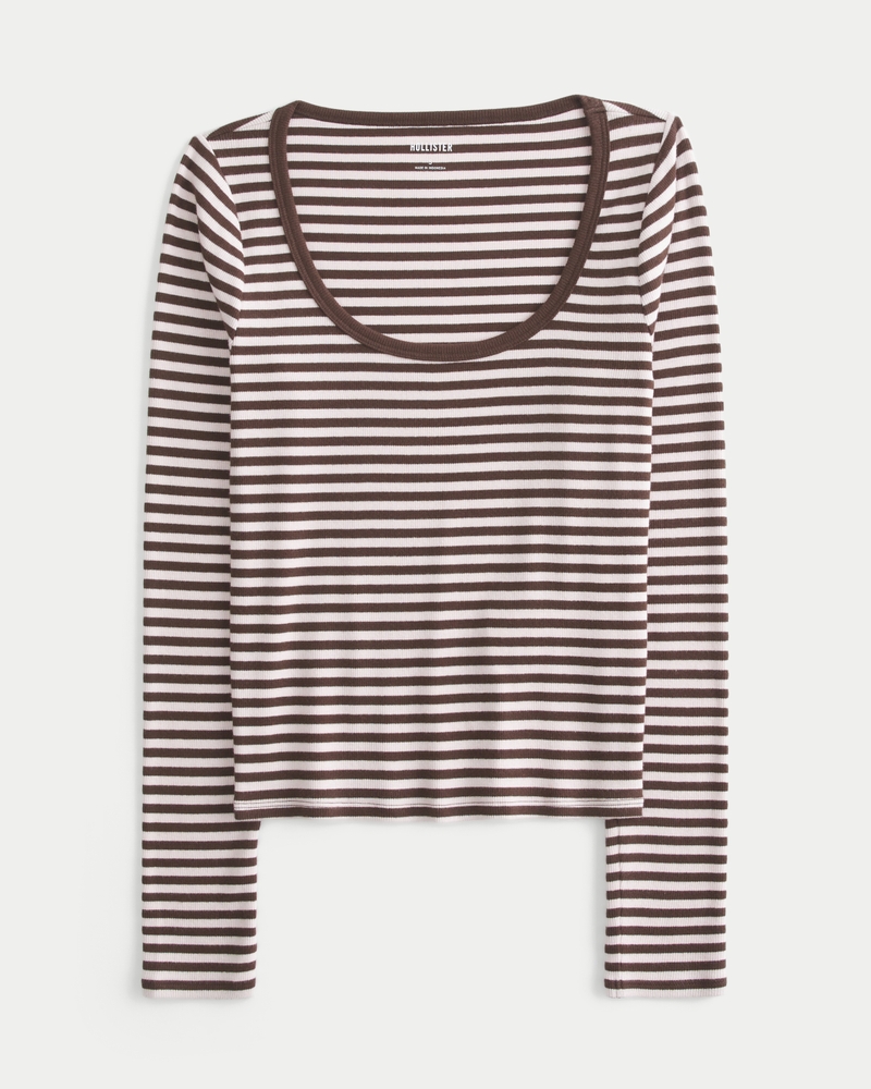 Long-Sleeve Scoop Top