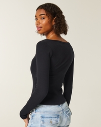 Long-Sleeve Scoop Top