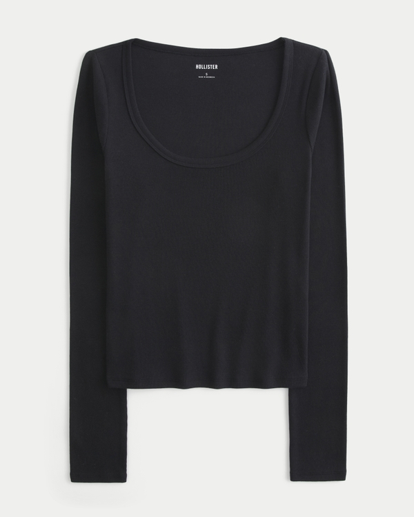 Long-Sleeve Scoop Top