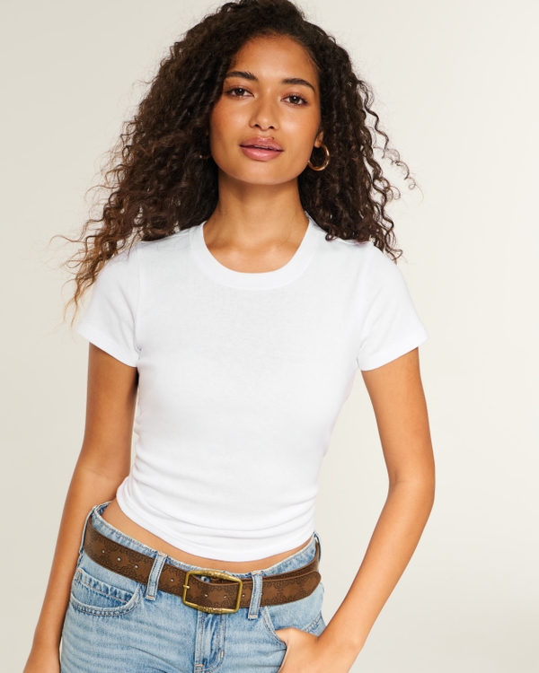 Short-Sleeve Crew Baby Tee, White view 1
