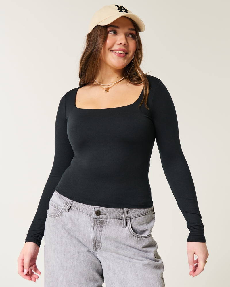 Women's Soft Stretch Seamless Fabric Square-Neck Top | Women's Tops | HollisterCo.com