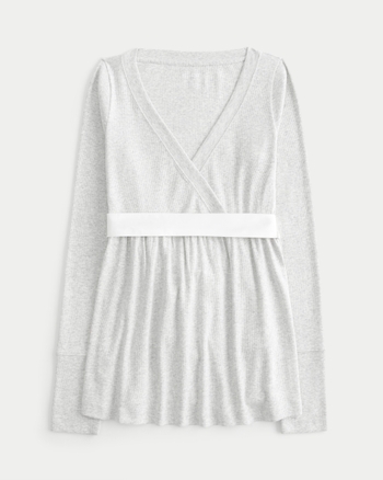Women's Easy Long-Sleeve Wrap-Front Babydoll Top | Women's Tops | HollisterCo.com