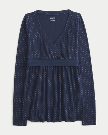Women's Easy Long-Sleeve Wrap-Front Babydoll Top | Women's Tops | HollisterCo.com