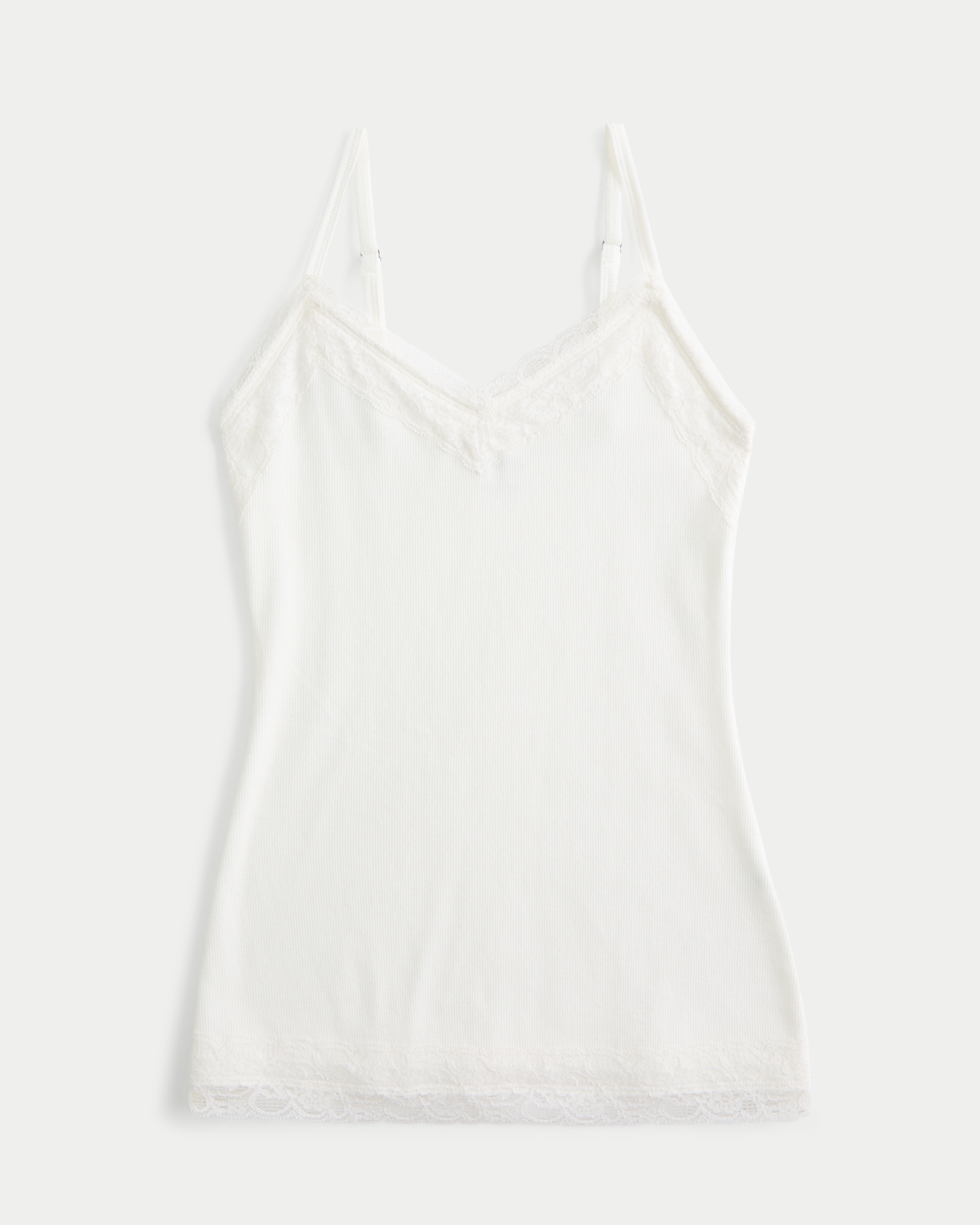 Ribbed Lace Trim Cami