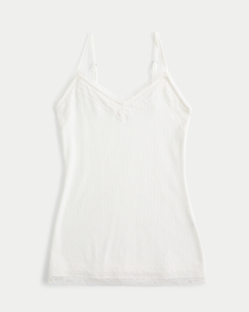 Women's Ribbed Lace Trim Cami | Women's | HollisterCo.com