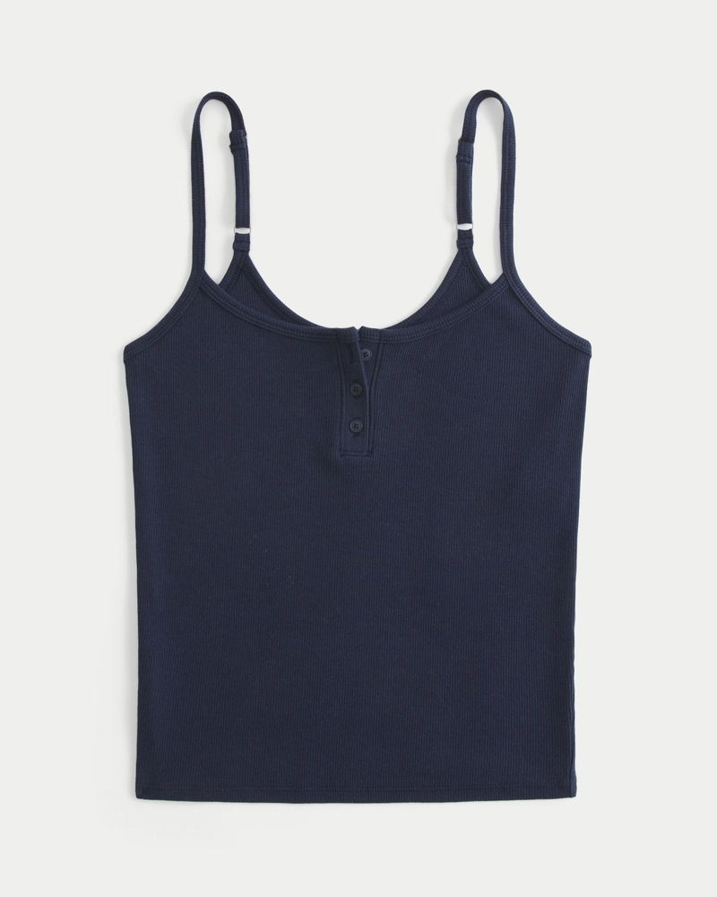 Ribbed Notch Henley Cami