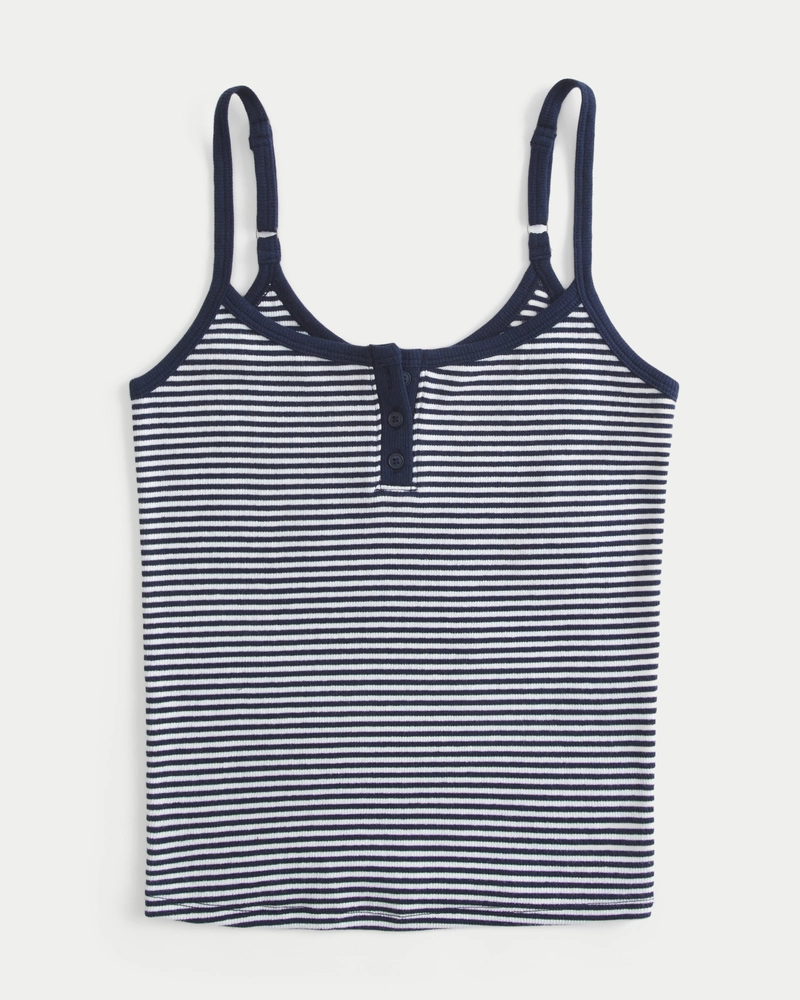 Ribbed Notch Henley Cami