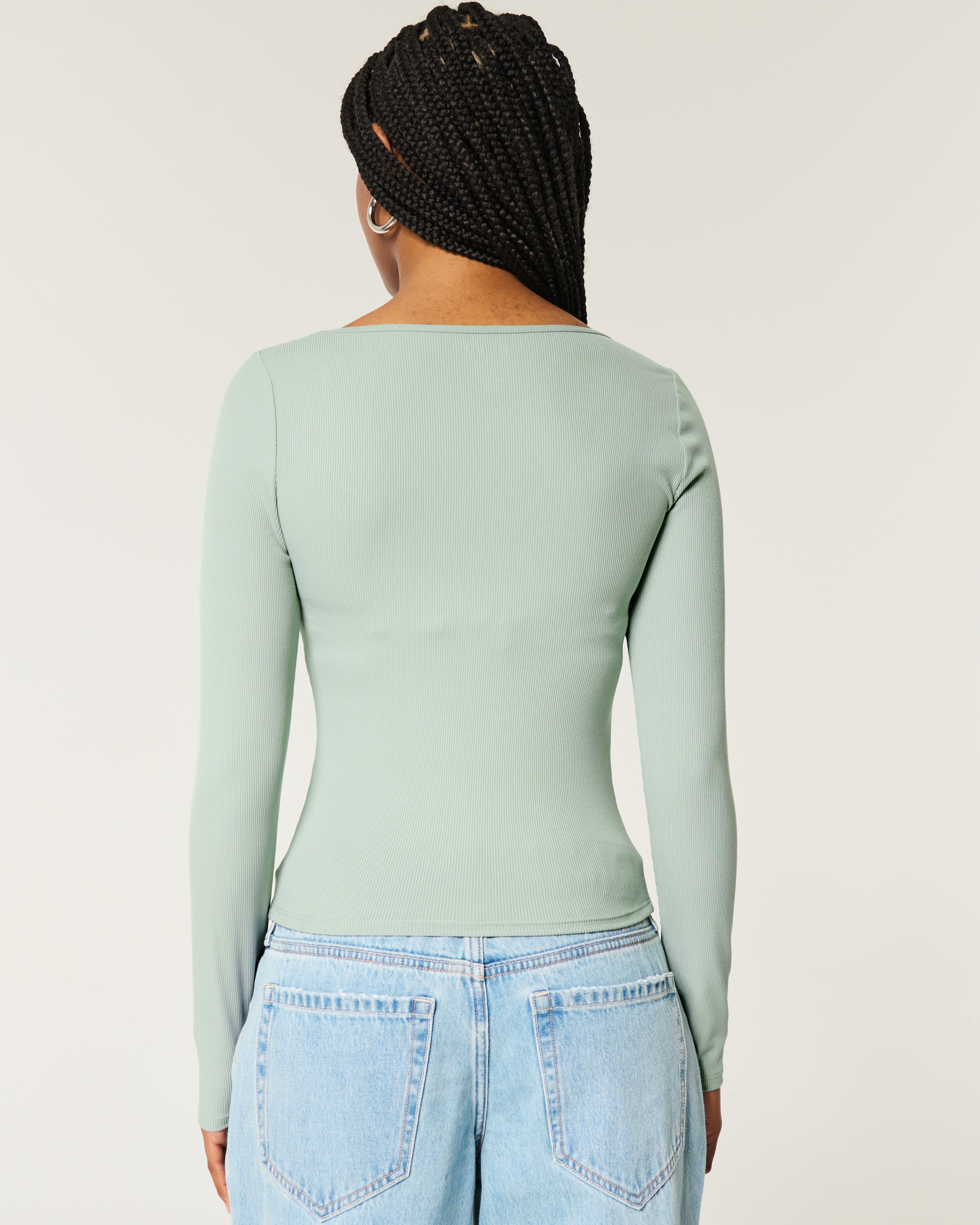 Women's Ribbed Seamless Fabric Square-Neck Top | Women's