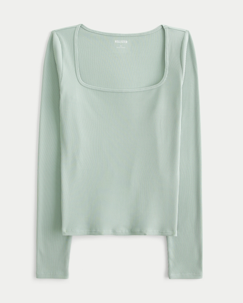 トップス rhc rib square neck top Square-neck Rib-knit Top - Black - Ladies | H&M US