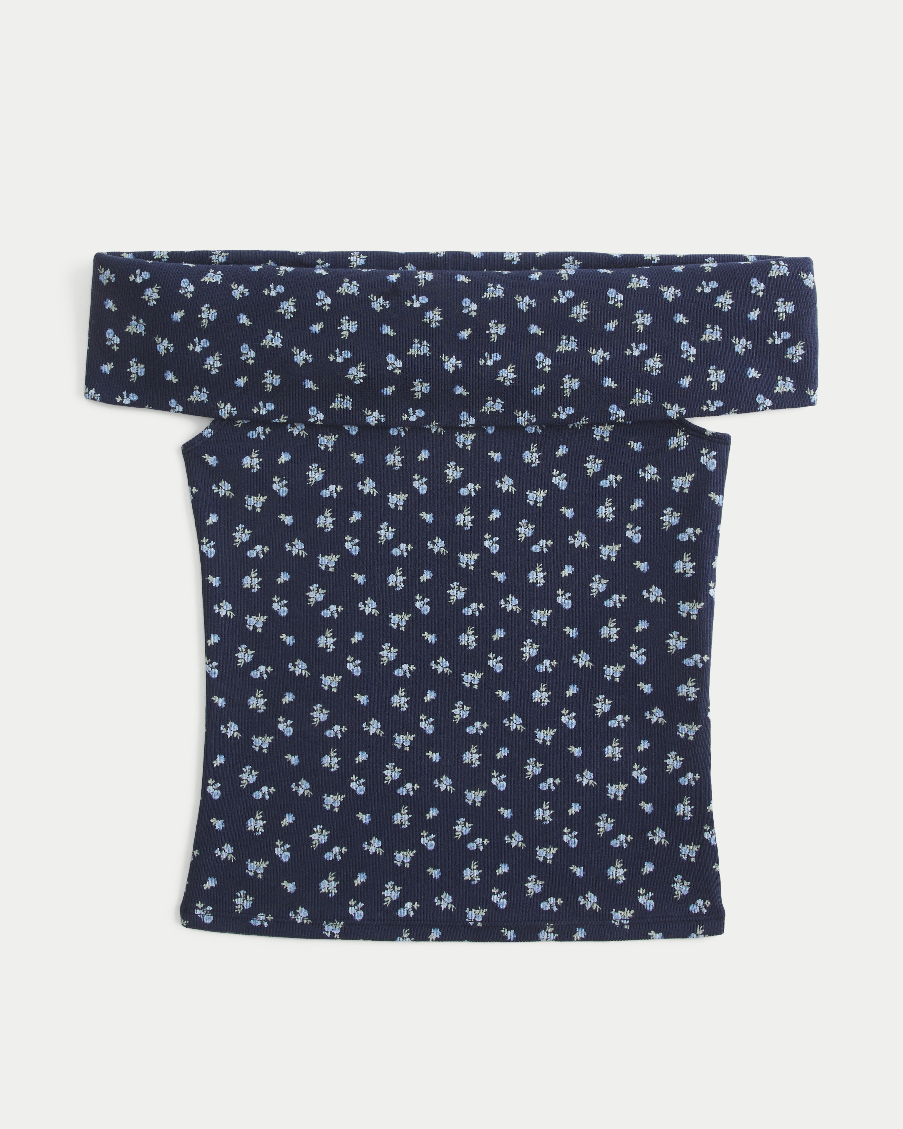 Ribbed Off-the-Shoulder Foldover Top