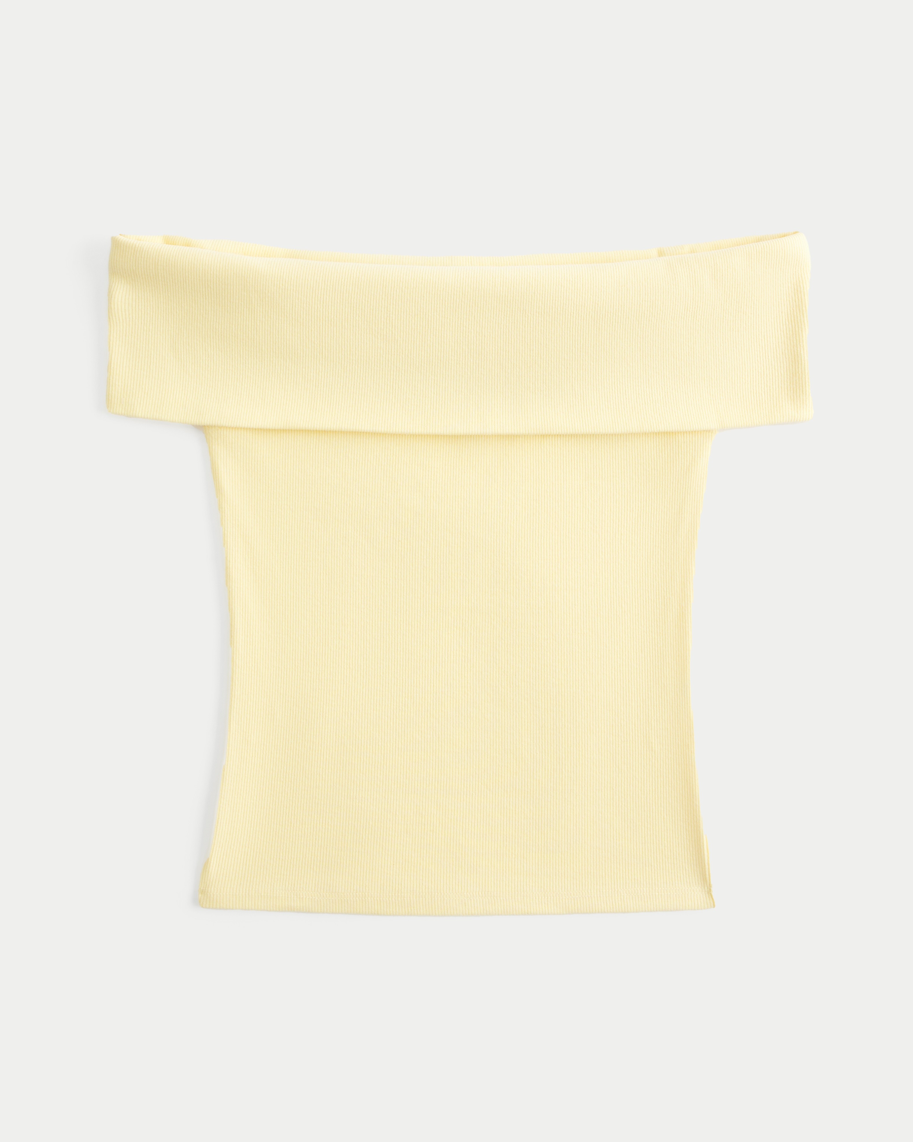Ribbed Off-the-Shoulder Foldover Top