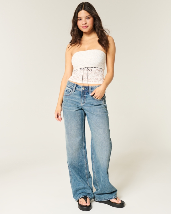 All-Over Lace Tube Top, Cloud White view 2