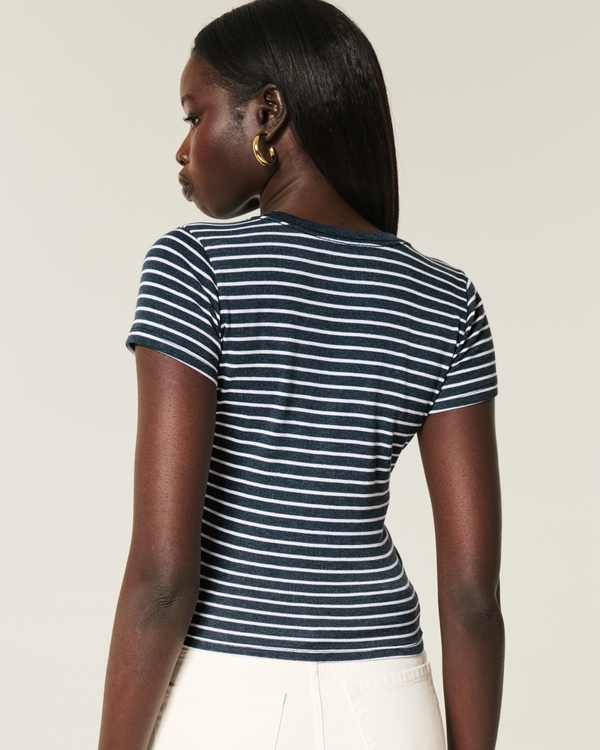 Crew Baby Tee, Navy Stripe view 2