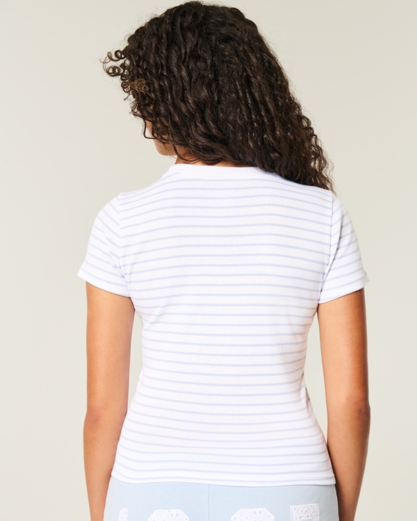Crew Baby Tee, Light Blue Stripe view 2