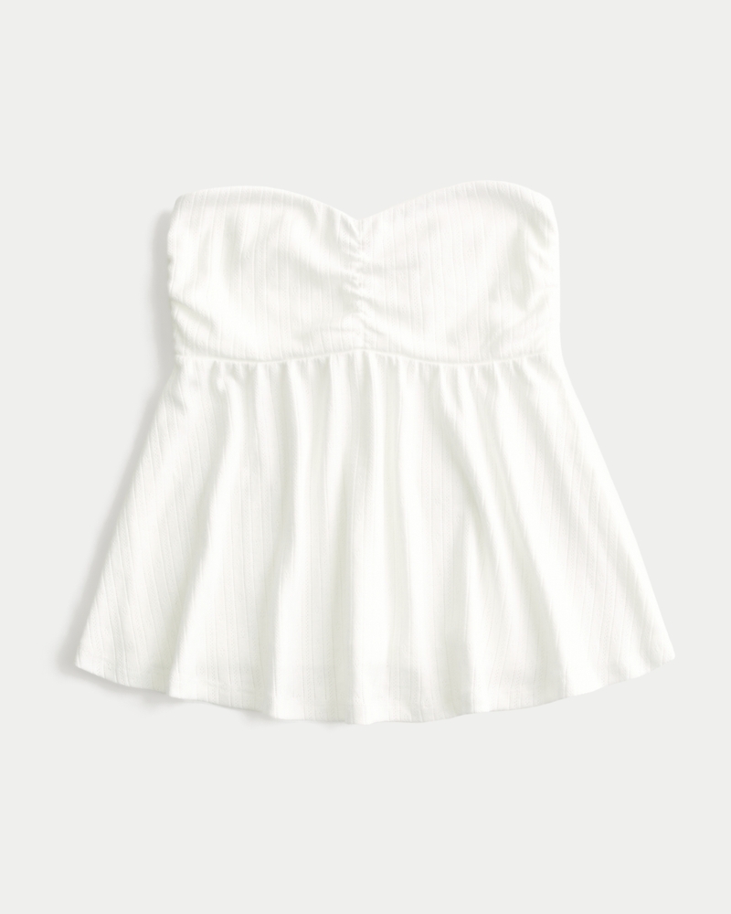 Easy Strapless Pointelle Babydoll Top