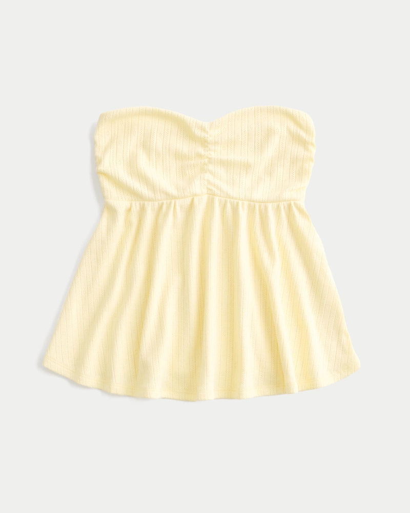 Easy Strapless Pointelle Babydoll Top
