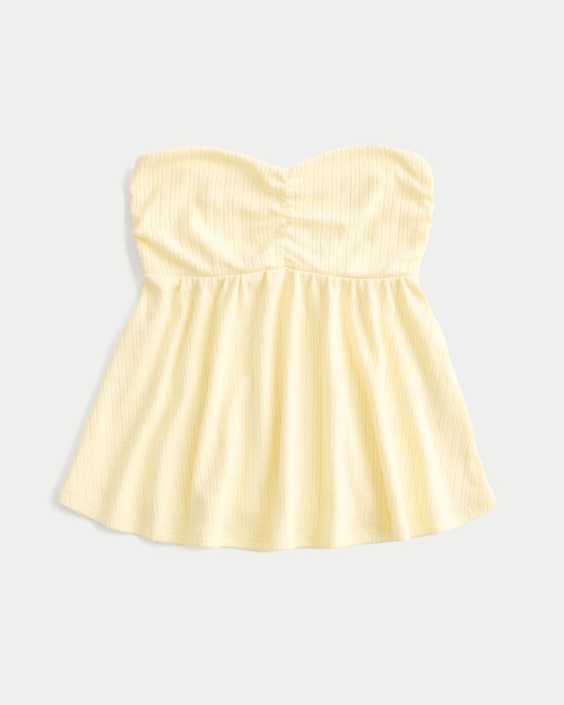 Easy Strapless Pointelle Babydoll Top