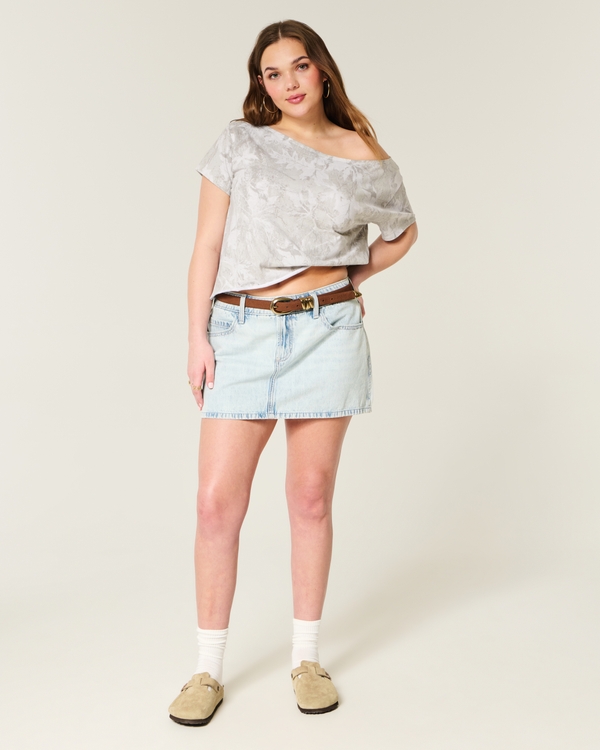 Easy Off-the-Shoulder T-Shirt, White Camo view 2