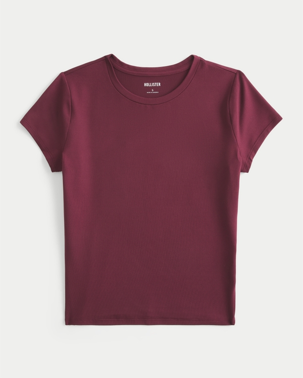 ソフトストレッチ シームレスファブリック クルーネック ベビーTシャツ, マルベリー view 1