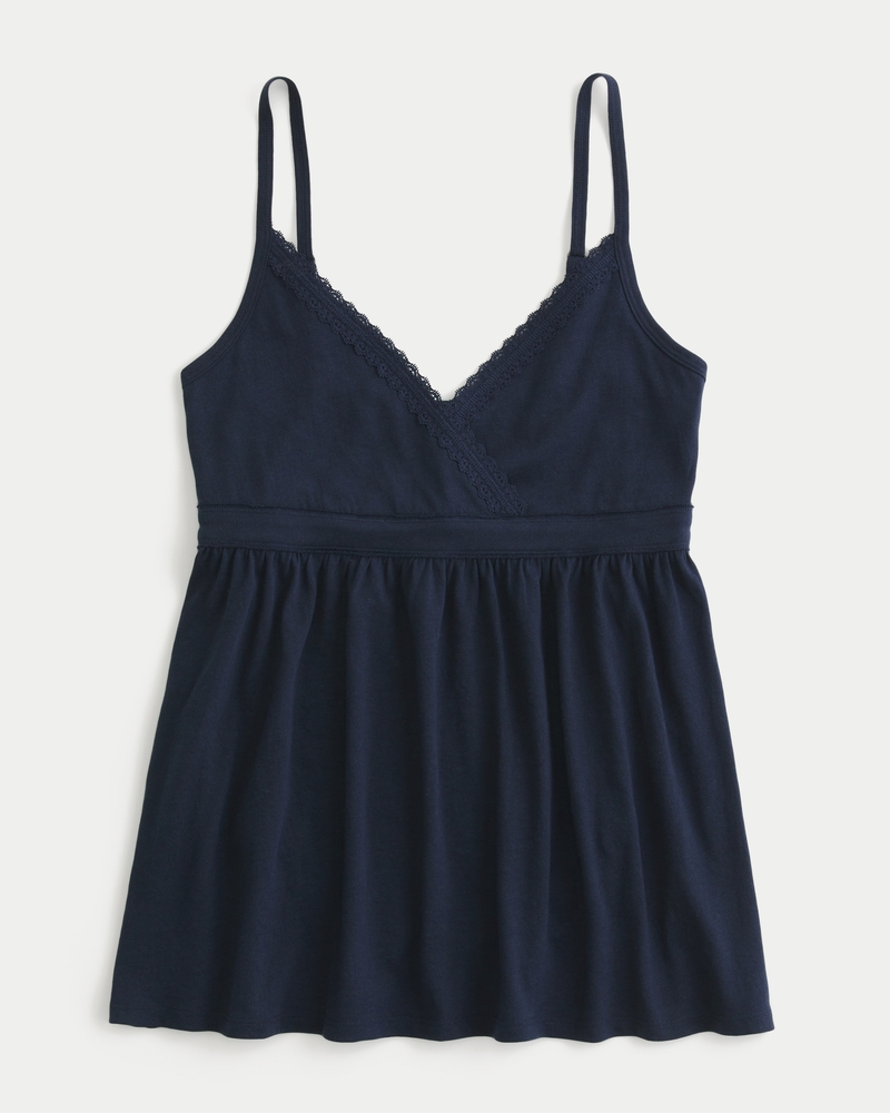 Lace Trim Babydoll Top