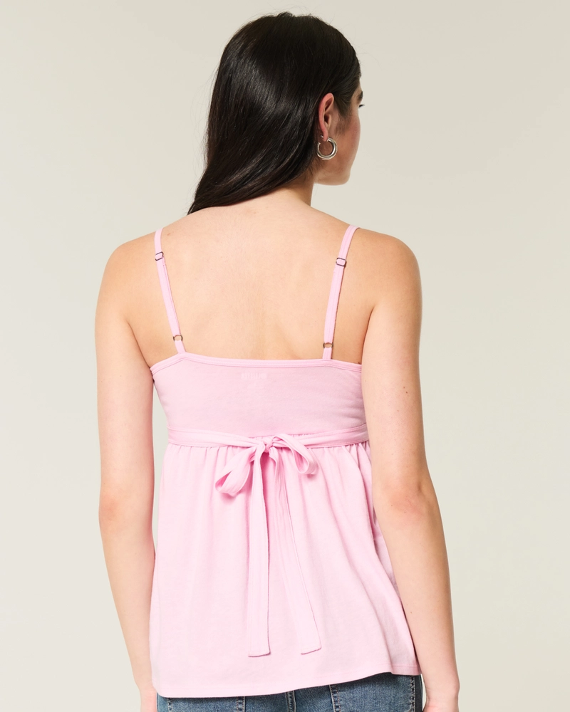 Lace Trim Babydoll Top