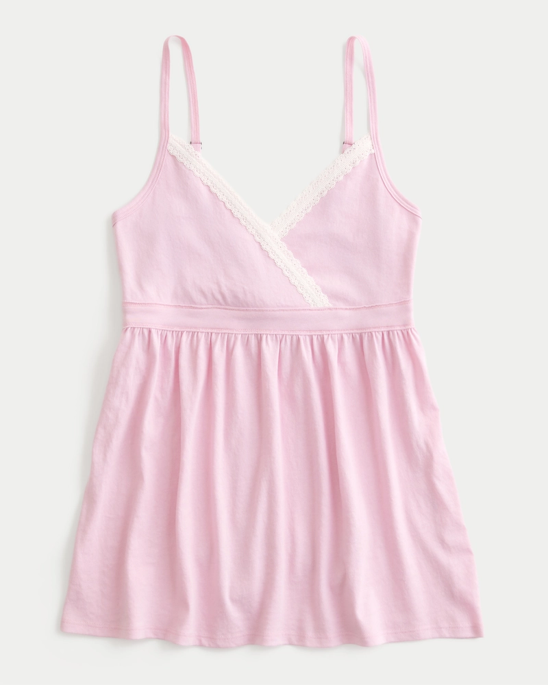 Lace Trim Babydoll Top