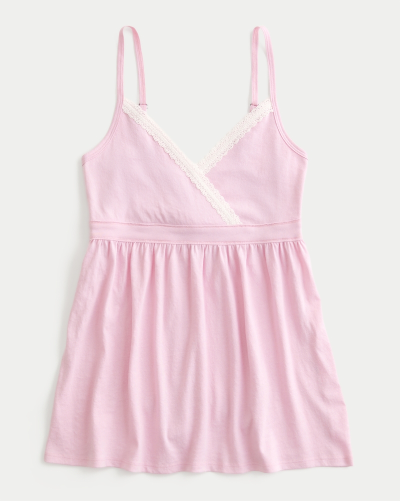 Lace Trim Babydoll Top