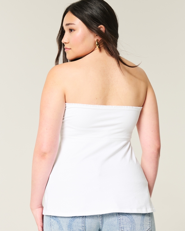 Easy Strapless Tie-Bust Babydoll Top, White view 2