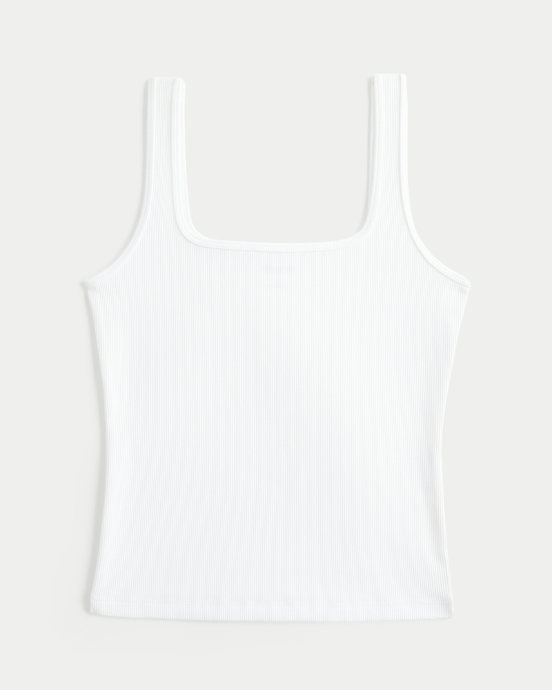 Ribbed Seamless Fabric Square-Neck Tank