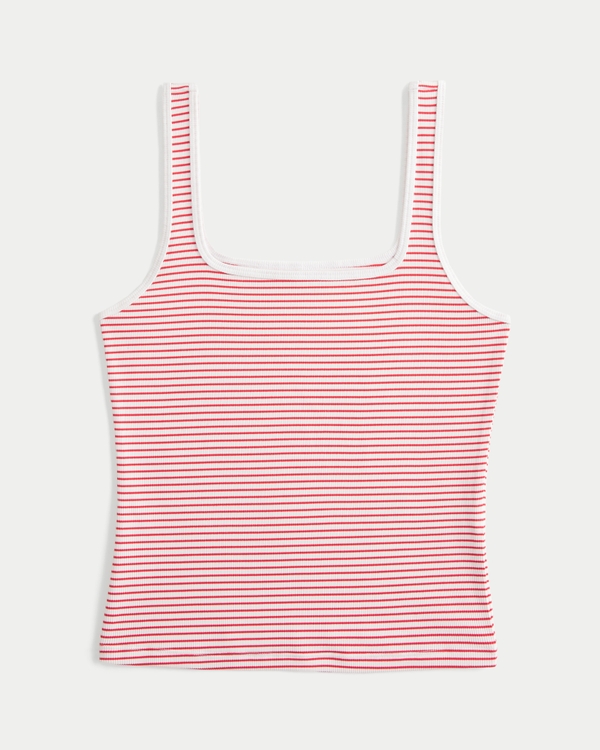 Ribbed Seamless Fabric Square-Neck Tank