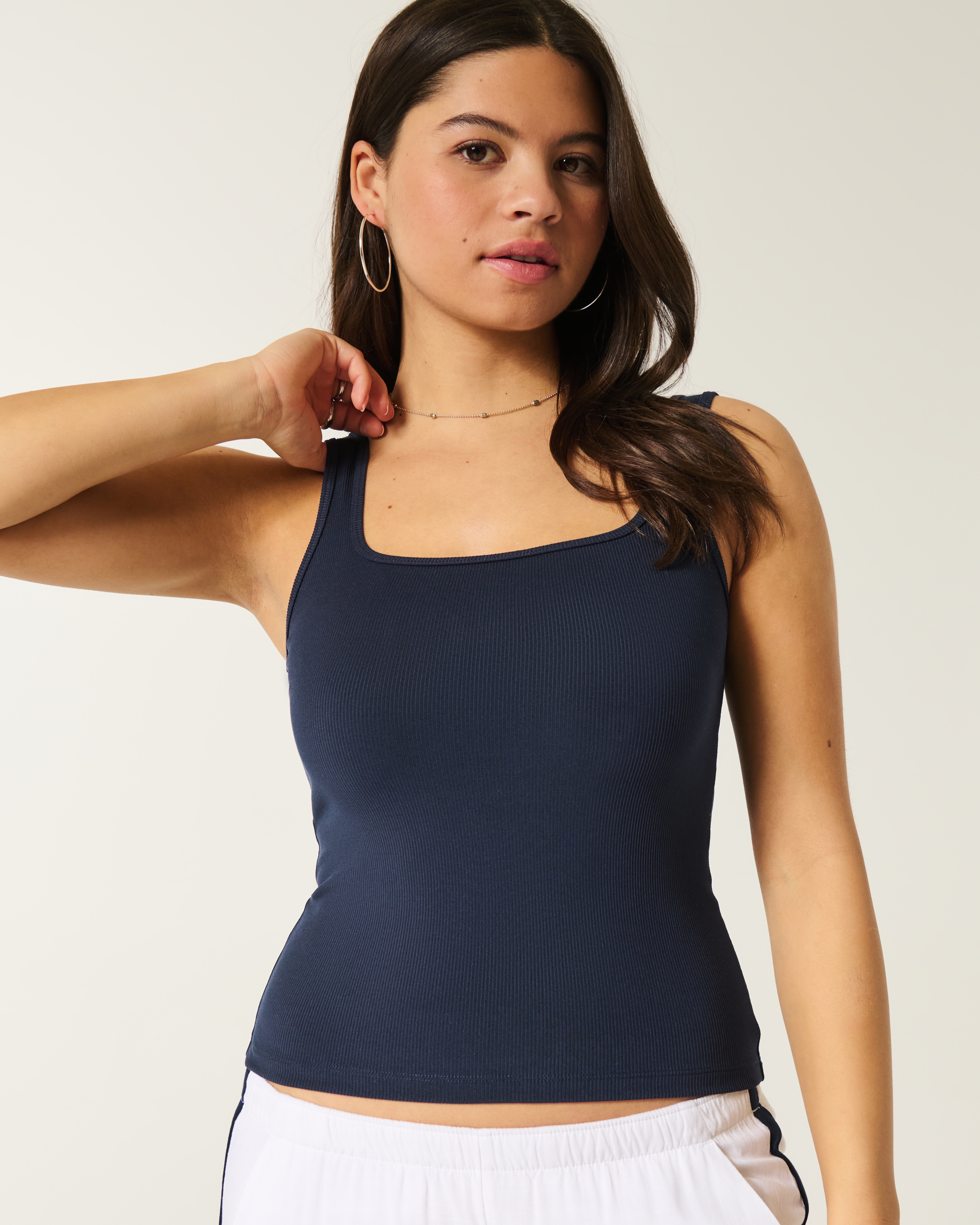 トップス rhc rib square neck top Front Zip Up Square Neck Ribbed Crop Tops - Buy Fashion
