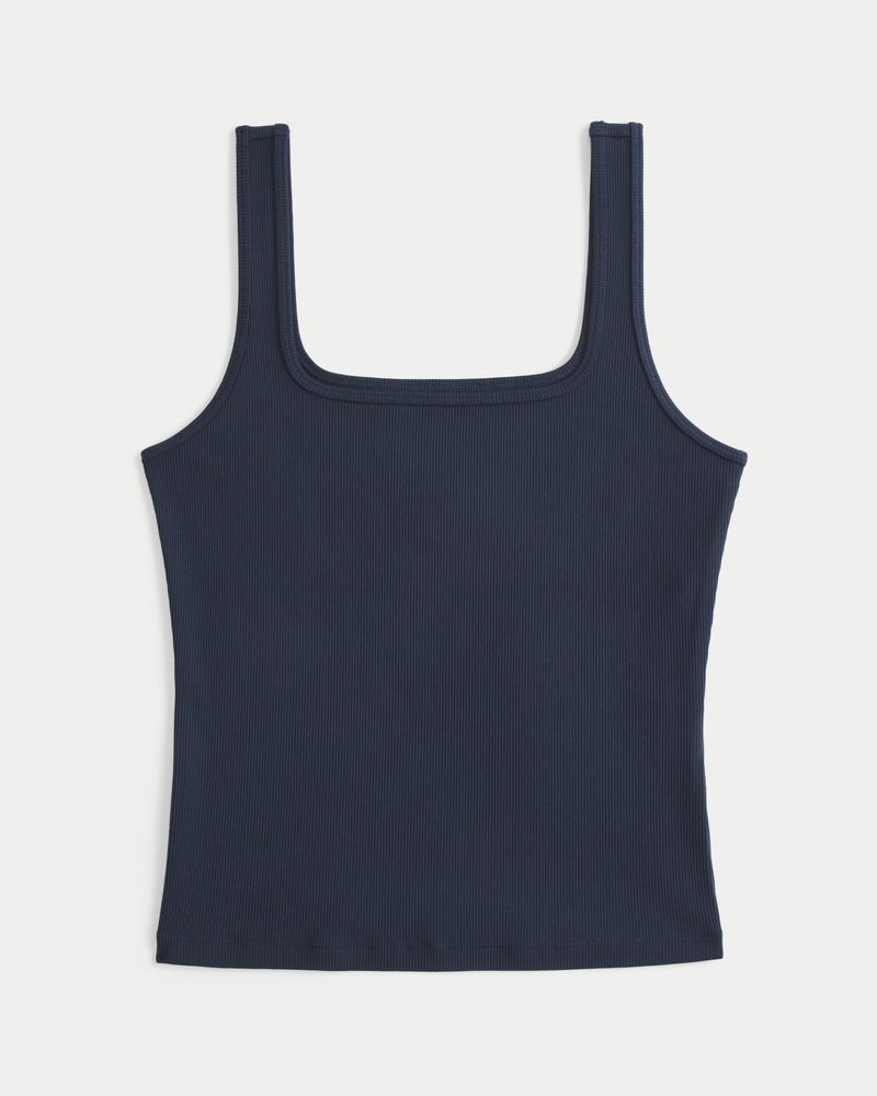 Ribbed Seamless Fabric Square-Neck Tank