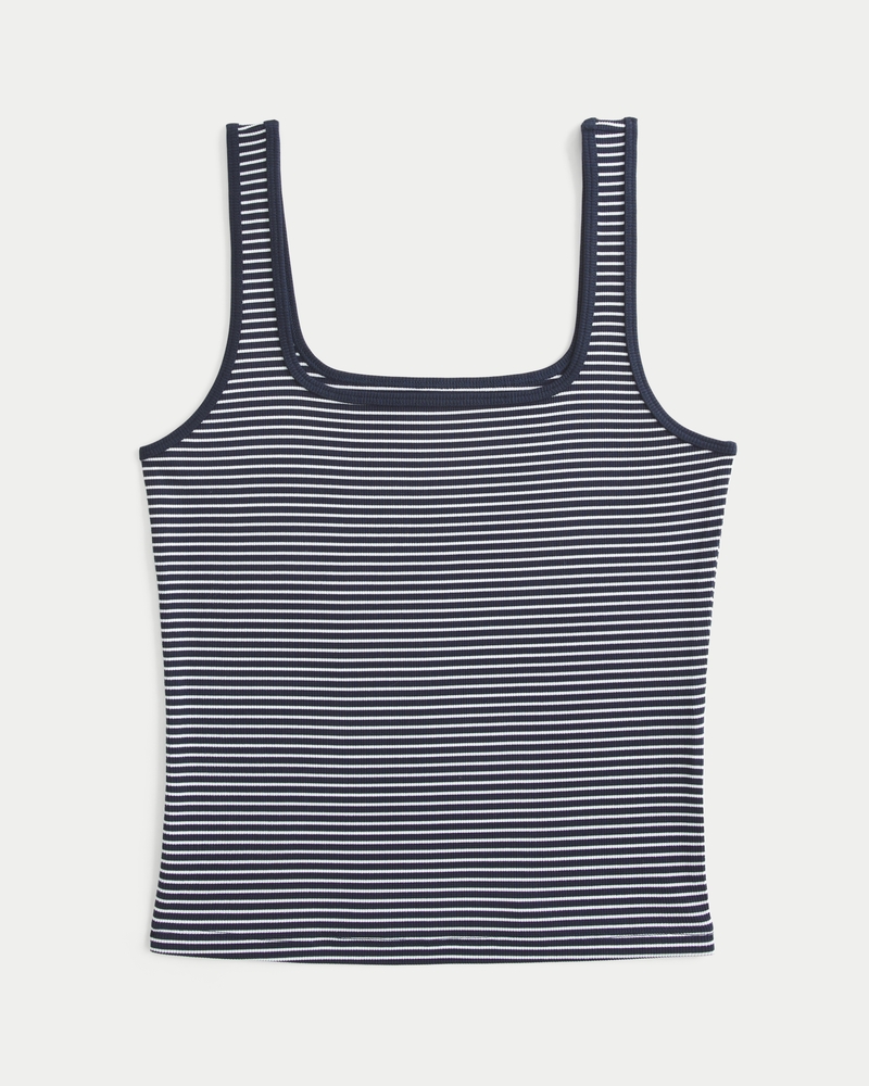 Ribbed Seamless Fabric Square-Neck Tank