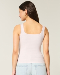 Ribbed Seamless Fabric Square-Neck Tank