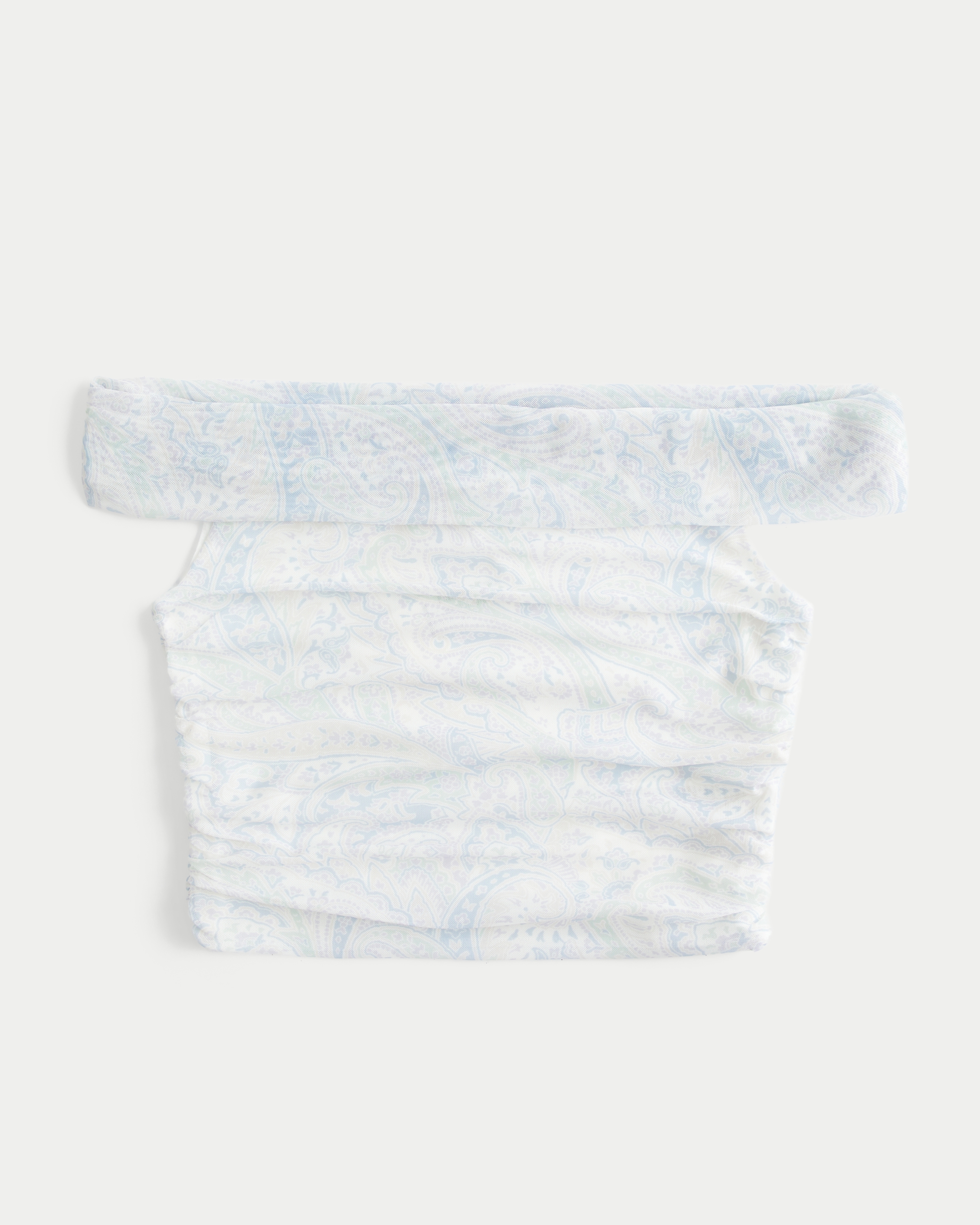 Mesh Foldover Off-the-Shoulder Top