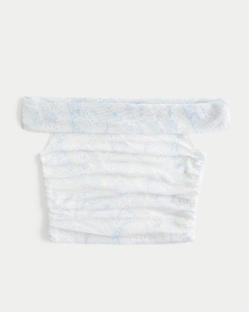 Hollister Mesh Foldover Off-the-Shoulder Top