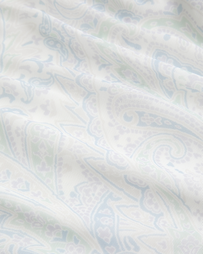 Mesh Foldover Off-the-Shoulder Top