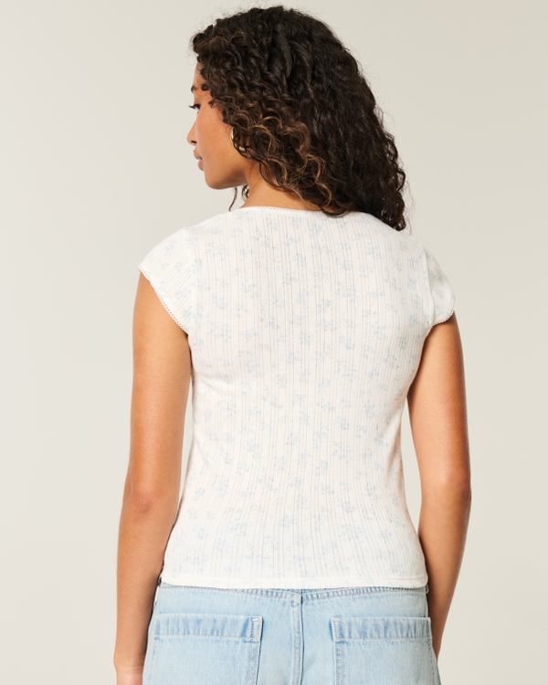 Pointelle Square-Neck Top
