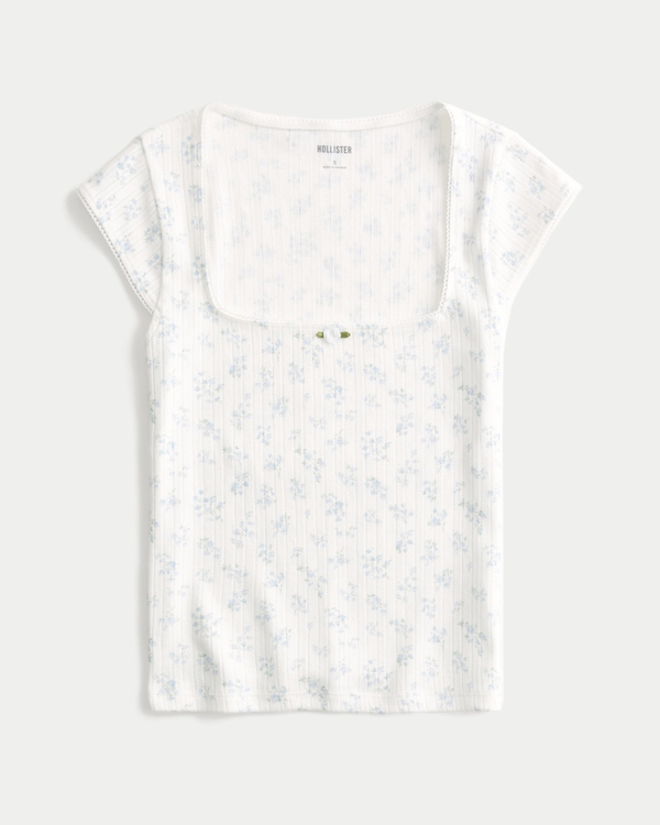 Pointelle Square-Neck Top