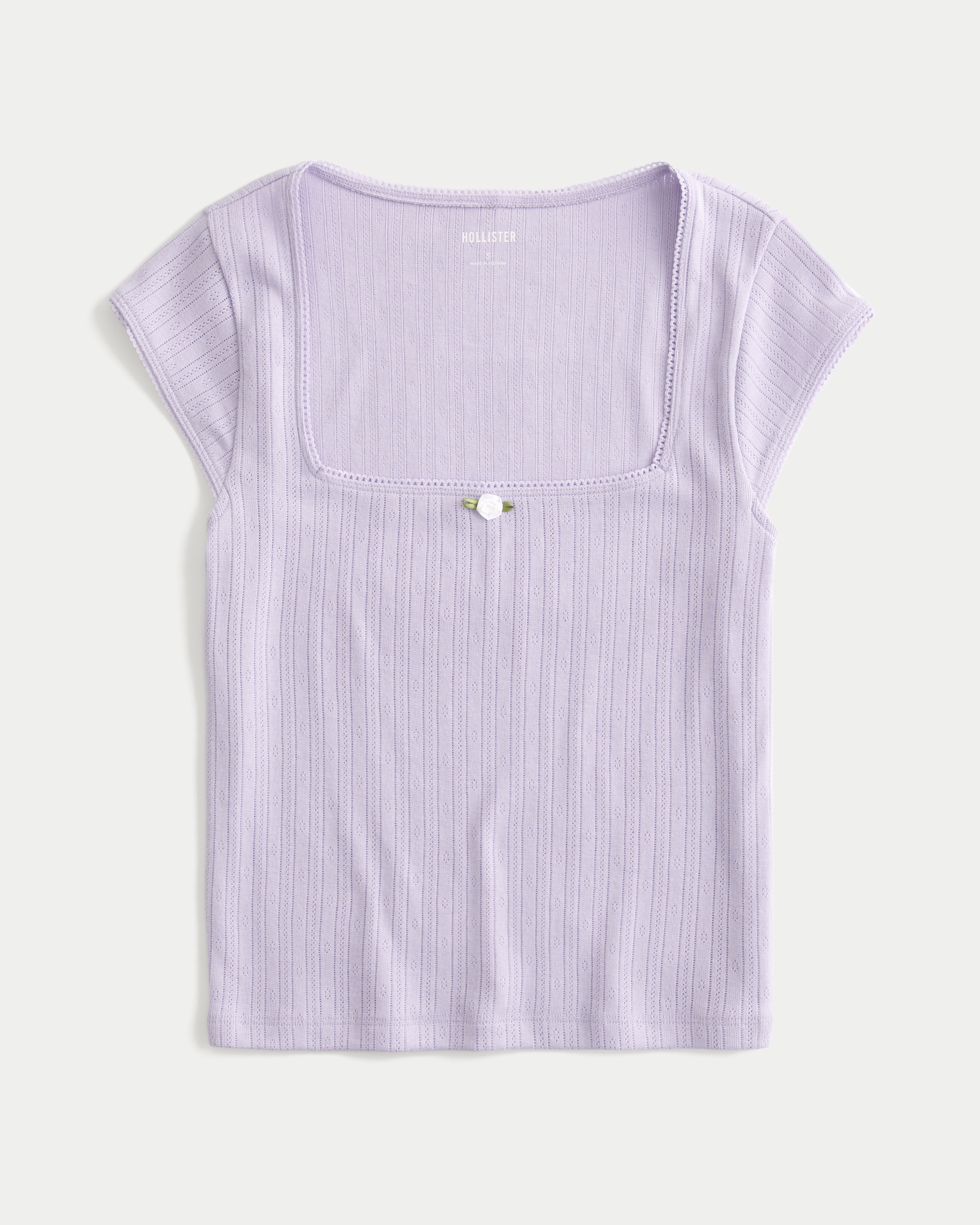 Pointelle Square-Neck Top