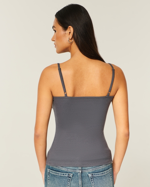 Lace Trim Cami, Charcoal Grey view 2